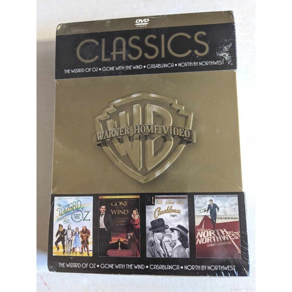 Vintage Classic DVD Movie Collection 4 Movies Warner Bros in Metal Collector Tin